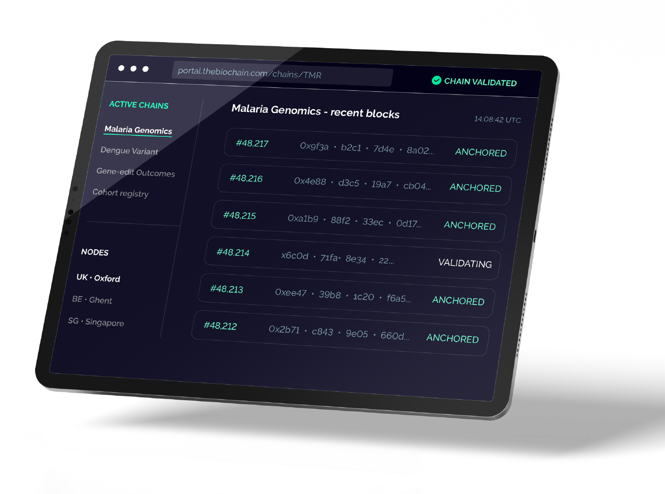The BioChain validator dashboard